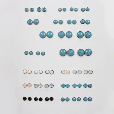 ABS Eco-friendly Plastic Plating Snap Buttons with Beads Flatback Round & Rectangle Pattern