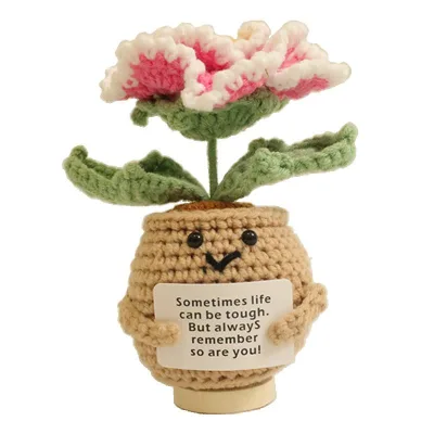 Positive Crochet Animals Funny Handmade Knitted Crafts Mom Gifts Emotional Positive Apple Support Pickle Home Decor