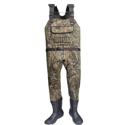 Factory Stock Luya Fishing Clothing 4.5mm Camouflage Reed Pattern Wading Pants Water-Proof Nylon and PVC Material