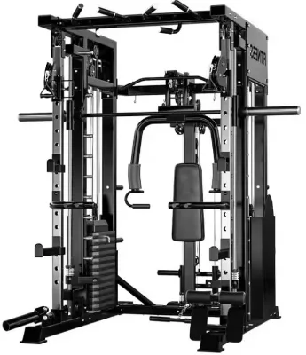 LISGLO New Multi-Functional Smith Trainer All-in-One Steel & Iron Gym Equipment with Dual Cable System for Full Body Exercises