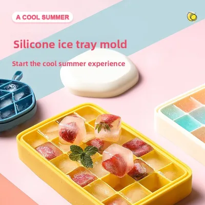 Food-Grade Silicone Ice Cube Tray Mold Push-To-Release Design Lid Freezer Proof for Baby Food Large Ice Cubes Home Commercial