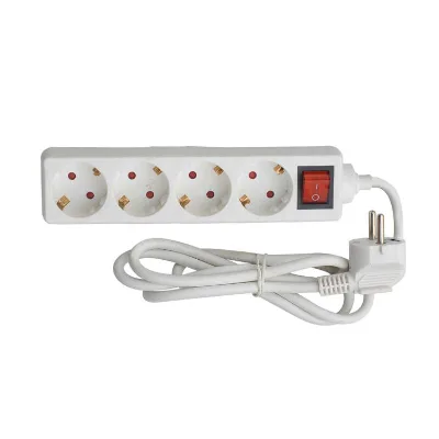 Regular Style Household 220V-250V European Standard 4 Outlets Electrical Power Strip Multi Sockets Extension Cord