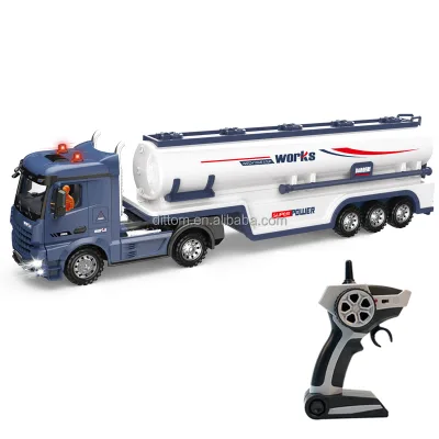 2.4G RC Tanker Truck Simulated Transport Oil Car Tractor Trailer Model Toy With Lights&Sound