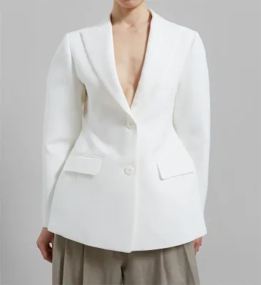 Elegant Luxury Loose Single Button Anti-Wrinkle Knitted Long Formal Casual Office Blazer Solid Color Women Suit Coat