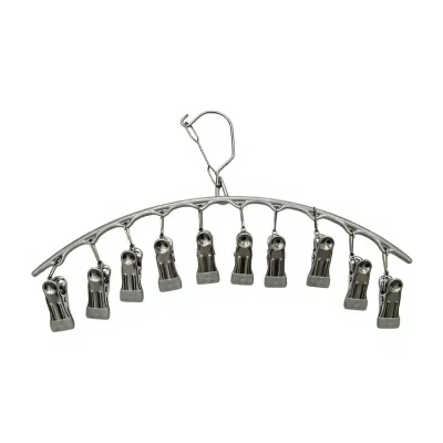 Durable Metal Hanger with Multiple Secure Clips and Windproof Hook for Socks Towels and Underwear Space Saving Display Hanger