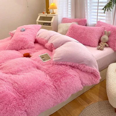 Luxury Fluffy Duvet Cover Duvet Cover Ultra Soft Velvet Shaggy Bedding Fleece Duvet Cover Set