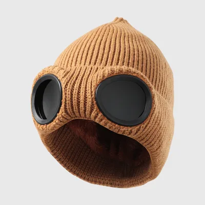 Women and Men Fashion Winter Warm Beanie Cap Windproof Pilot Sunglasses Knitted Hat