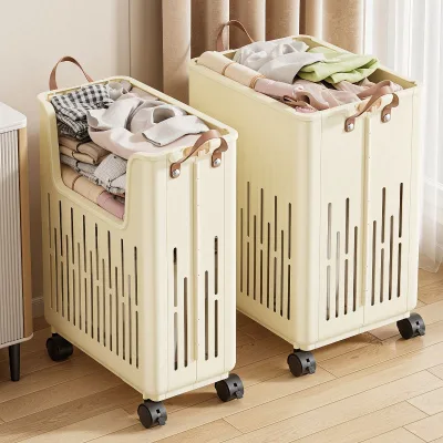 Foldable Laundry Basket Large Capacity Laundry Hamper Collapsible Dirty Clothes Basket Clothes Storage Hamper with Wheels