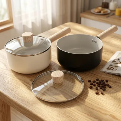 PFOA Free Modern Stackable Ceramic Nonstick Coating Aluminum Cookware Set Saucepan Kitchenware Induction Bottom Glass Lid