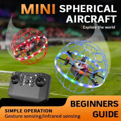 Interaction Remote Control LED Flying Football Drones Magic Flying Spinner 360 Rotating RC Mini Drones UFO Flying Ball Toy