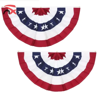 Wholesale 3 X 6 Ft Patriotic Independence Day Decor National Flag Pleated Half Fan Flags for Holiday Decorations.