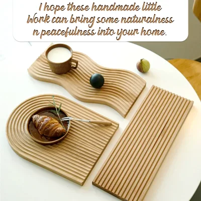New Rainbow Wave Pattern Customization Nordic Water Wave Pattern Wooden Coffees Teas Breads Dinner Decorative Board Service Tray
