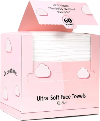 Disposable Face Towels, Ultra-Soft Facial Cleansing & Makeup Removal Wipes, Lint-Free Absorbent Towels, 60 Count OEM ODM