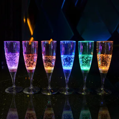Led Flashing Cups Beverage Water Juice Wine Water Light up Long Drinking Glasses Cups Custom LOGO LED Glow Drinking Glass Europe