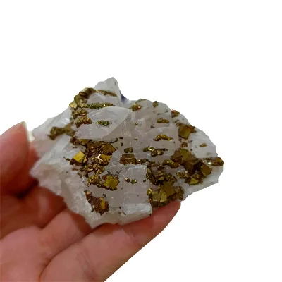 Hot Selling Natural Crystal Mineral Specimens Chalcopyrite and Calcite Symbiotic Specimens for Teaching Specimens