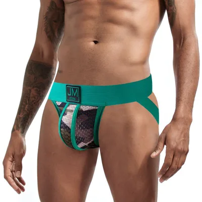 Stock Men's Jockstrap Underwear Breathable Knitted Fabric with Printed Pattern for Jockmail Model