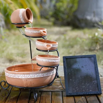 Solar Fountain Water Feature Sublimation Ceramic Christmas Ornaments