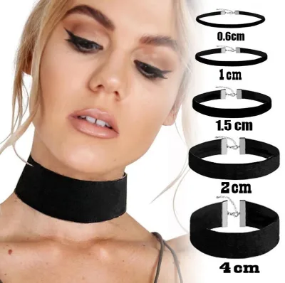 Gothic Necklace Women Simple Choker Clavicle Chain Neckband Black Velvet Fabric Neckband
