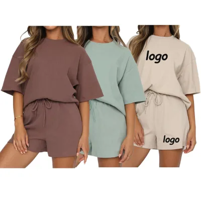 Custom Girls Clothing Sets Summer Yoga Plus Size t Shirt Joggger Shorts 2 Piece Set Women's Sets