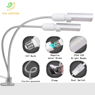 Joystar Two-Headed Gooseneck Plant Lamp Changeable LED Bulbs FCC CE Approved Tri-Spectrum Smart Cycle Timing Bloom for