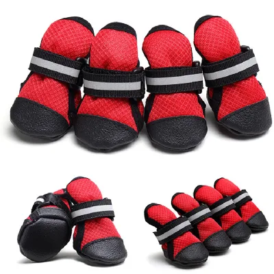 S~5XL Non-Slip Durable Pet Shoes with Reflective Strips, Elastic Straps, Comfortable Breathable Mesh, Stylish Velcro Dog Shoes