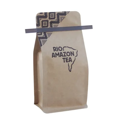 250g 500g 1kg Flat Bottom Plastic Aluminum Foil Tin Tie Kraft Paper Coffee Bag with Valve