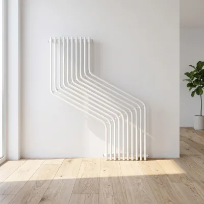 AVONFLOW OEM White Bend Art Style Designer Towel Radiator for Bathroom Central Hydronic Heating