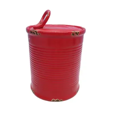 3D Tin Can Shape Ceramic Cookie Jar Unique Oil Tank Design for Food Storage & Container
