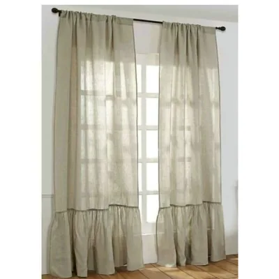 Black Plain Linen Curtains Handmade Woven Curtains for Home Decoration Rich Look Window Decoration Curtains