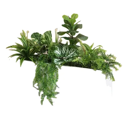 Custom Silk Artificial Plants Rectangular White Steel Planter Wedding Restaurant Hotel Home Eco-Friendly Events Decorations