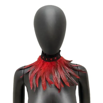 Style Feather Neck Scarf Performance Prom Scarf for Halloween Party Cosplay Costume Accessory