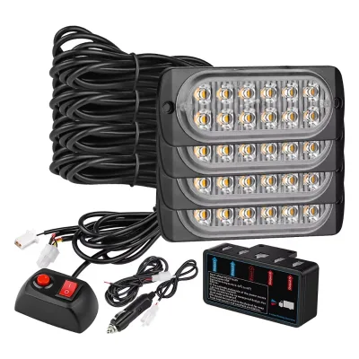 DXZ DC12V LED Centre Grid Double Row Flash Warning Light Kit CE Certified Universal Fitment One Tow Four Car Exterior