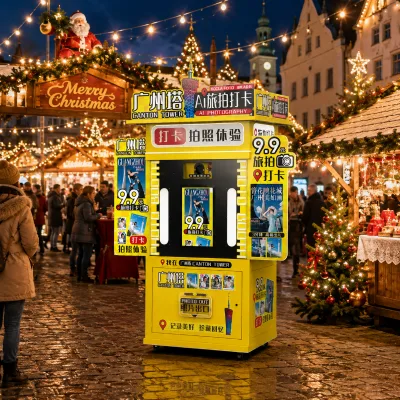 AI Photo Booth Machine for Christmas Market AI Photography Kiosk with Instant Printing for Tourist Attractions