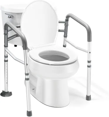 Toilet Support Bar - Adjustable Detachable Toilet Safety Frame With Handles Heavy-Duty Toilet Support Bars Stand Alone