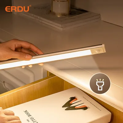 Cabinet Lights Magnetic Under Cabinet Lighting USB Rechargeable Motion Sensor LED Strip Light Remote Control Plastic Shade up