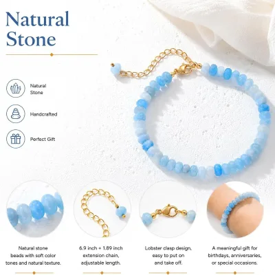 Wholesale Colored Natural Stone 5*8mm Amazonite Agate Morganite Aventurine Lime Jade Beads Handmade Beaded Bracelet for Women