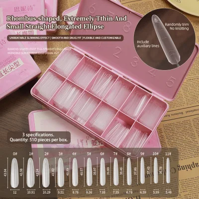 New Diamond Thin Oval Shaped Nail Plate with Auxiliary Lines Fully Cover Ultra-thin and Traceless Nail Tips