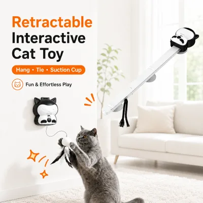 Factory 2 in 1 Electric Cat Toy with Suction Cup Mount Whack a Mole and Teaser Wand Modes Interactive Self Play for Indoor Cats