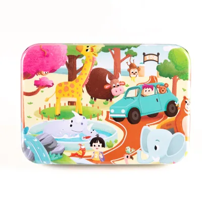 Popular New Cartoon Themed Creative Hand-painted Iron Box Puzzle Kids Educational Toy Puzzles for Kids Toddlers