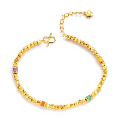 Women's Colored Enamel Bead Bracelet Niche Design Touch Luxury High-End Elegance Versatile Vintage-Style Accessories