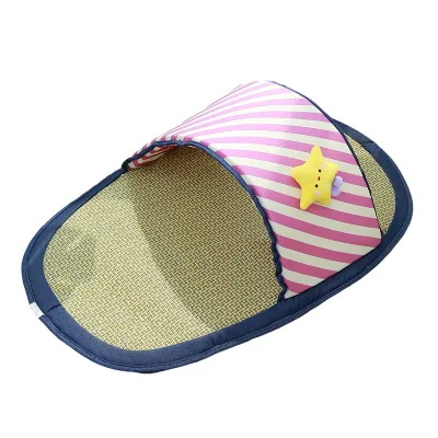 Funny Slipper Shaped Pet Bed Summer Ice Rattan Cooling Mat Breathable Straw Woven Cat Dog Sleeping Nest Pad Cushion