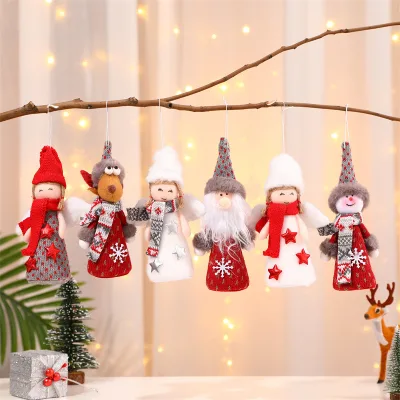 Christmas Hanging Decoration Felt Doll Creative Wings Angel Santa Pendant 9*6*20cm Child Gift Decor