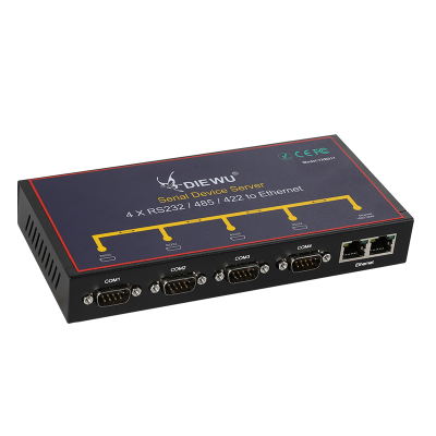 Industrial Serial Port 2 Ethernet to 4 Serial RS232/RS485/RS422 User-defined Baud Rate Supports Modbus TCP