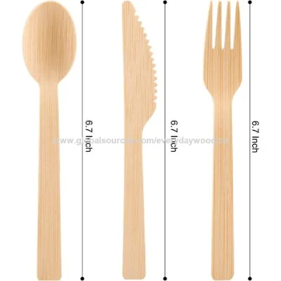 Factory price bamboo Cutlery bamboo set disposable cutlery Forks, Spoon Knife for dining