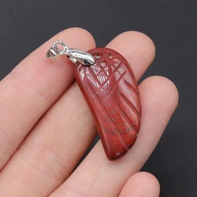 Feather Charms Natural Crystal Quartz Gemstone Pendant Natural Stone Angel Feather Wing Pendant Charms for Jewelry Making