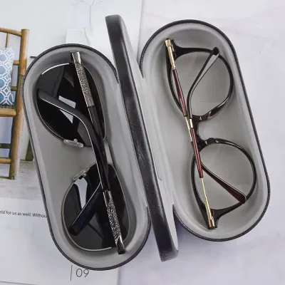 2 in 1 Eyeglasses Case Dual Glasses Case for Two Frames Travel Double Layer Hard Shell Protective Cases for Glasses