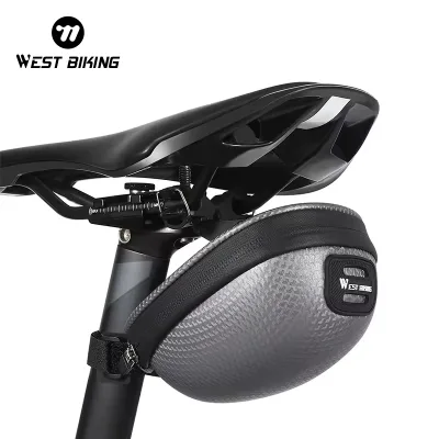 WEST BIKING Mini Portable Bike Saddle Bag Waterproof Hard Shell MTB Road Bicycle Under Seat Bag Cycling Seatpost Panniers