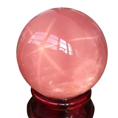 Natural High Quality Rose Quartz Crystal Ball with Star Wedding Decorative Sphere for Sale