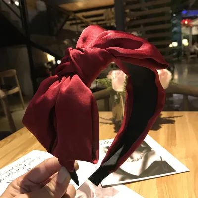 Bow Headband Female Korean of Chiffon Cloth Art Headband Solid Color Headband