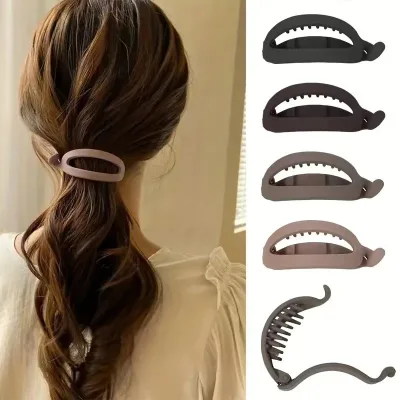 Simple Matte Resin Ponytail Clip Horizontal Design Back Head Hair Clip for Women Korean Elegant Twist Fashion Handmade